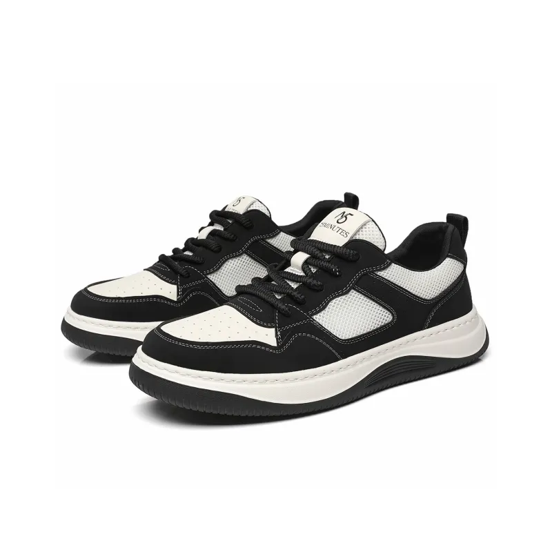 15 MINS Wear resistant And Lightweight Low Top Skateboard Shoes Men's White Black-3