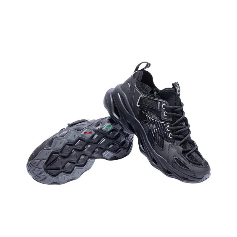 TOREAD Slip Resistant And Breathable Low Top Hiking Shoes Men's Black-4