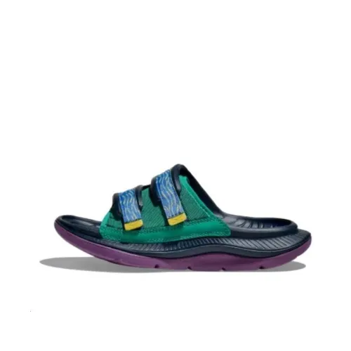 HOKA ONE ONE ORA Luxe Slide Slippers Unisex Tech Green/Virtual Blue