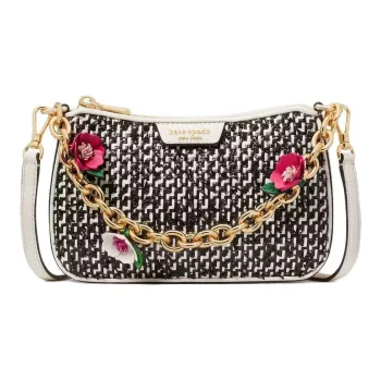 Kate Spade Raffia Trim Handbag Shoulder Bag Crossbody Bag Small Size Women's Sheepskin Multicolor