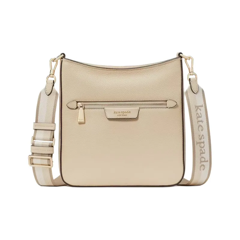 Kate Spade Hudson Litchi Grain Leather Messenger Bag Shoulder Bag Crossbody Bag Women's Beige-0