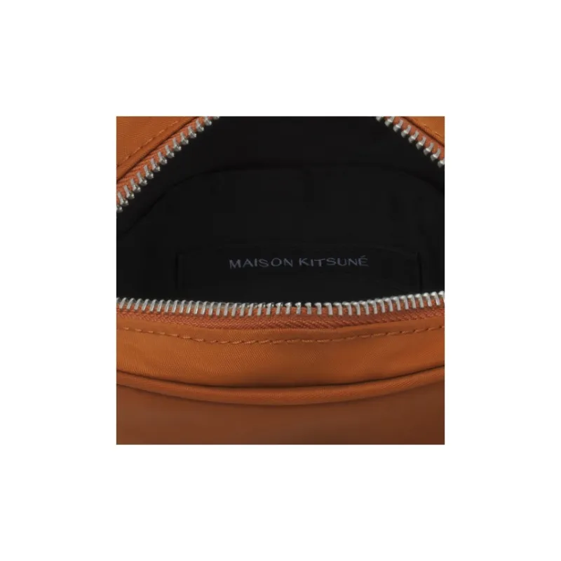 Maison Kitsune Polyamide Nylon Shoulder Bag, Crossbody Bag Men's Brown & Blue-4