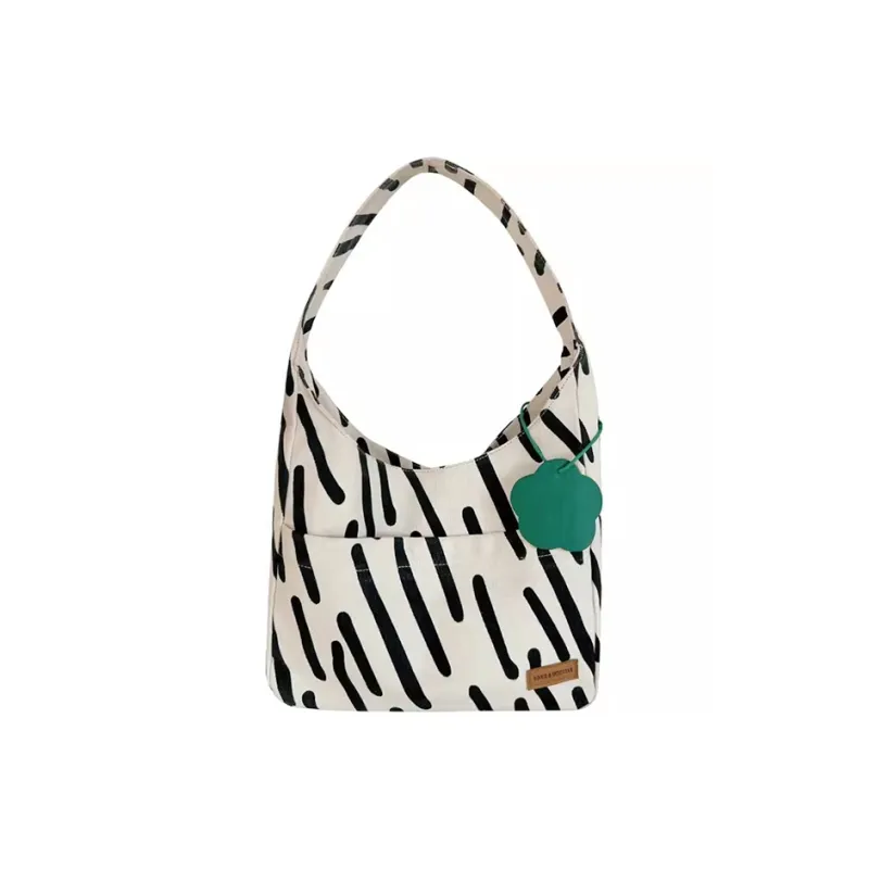 GKY Canvas Bag, Handbag, Shoulder Bag Unisex Ecru Zebra Print-0