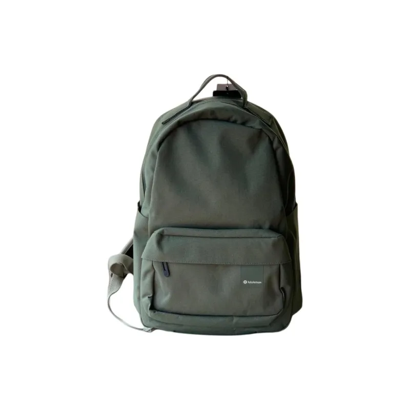 Lululemon Water-Resistant Fabric Backpack Men's Gray Sage Green With River Stone Accents-0