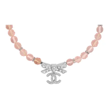 CHANEL Metal Necklaces Women's Pink