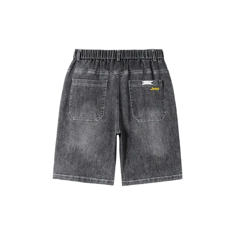 Jeep Lace Up Knee Length Denim Shorts Unisex-8