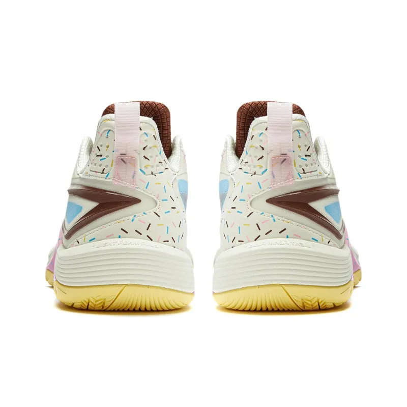 LiNing Shining Cushioning Anti Slip Wear Resistant Breathability Low Top Basketball Shoes Men's Beige White Brown-5