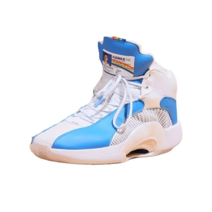 Jordan Air Jordan 35 PE Cushioning Anti-Slip Wear-Resistant Breathability Mid-Top Basketball Shoes Men's White Blue-0