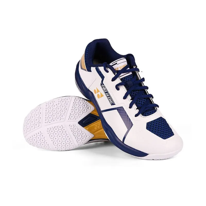 YONEX Slip Resistant Cushioning Abrasion Resistant Low Top Badminton Shoes Men's White Dark Blue-3