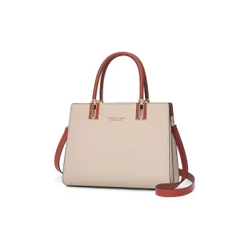 PIERPOLO Split Cow Leather Handbag, Small Square Bag, Shoulder Bag, Crossbody Bag Large Size Women's Apricot/Ecru/Blue