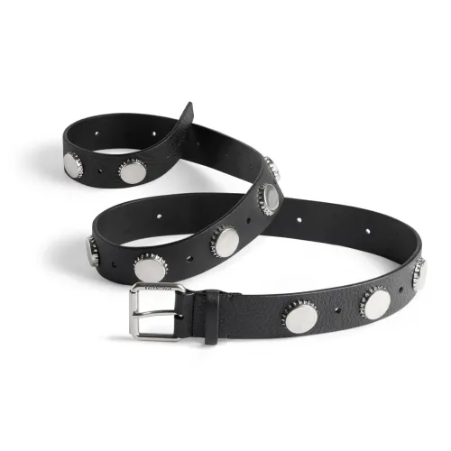 Balenciaga Embossed Logo Pin Buckle Leather Belts Men's Black Width: 4CM