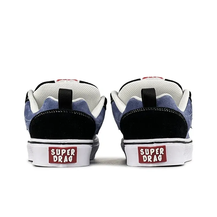 LuzaoT SUPER DRAG Anti Slip Wear Resistant Low Top Skateboard Shoes Unisex Black Blue-4