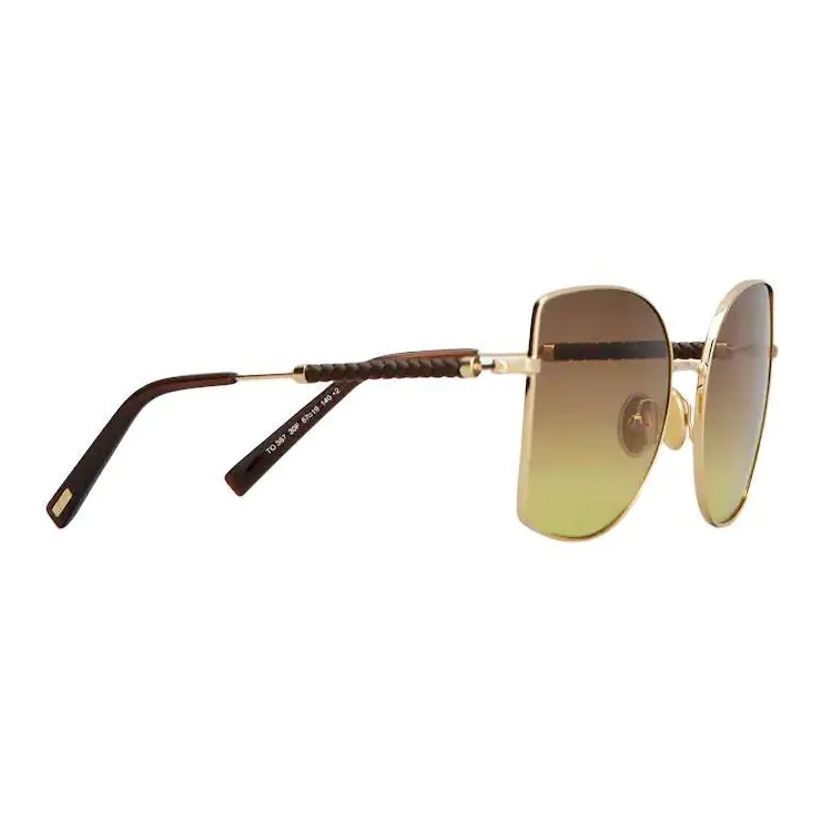 TOD'S Metal Zinc-Plated Leather Butterfly Sunglasses Women's Gold-1