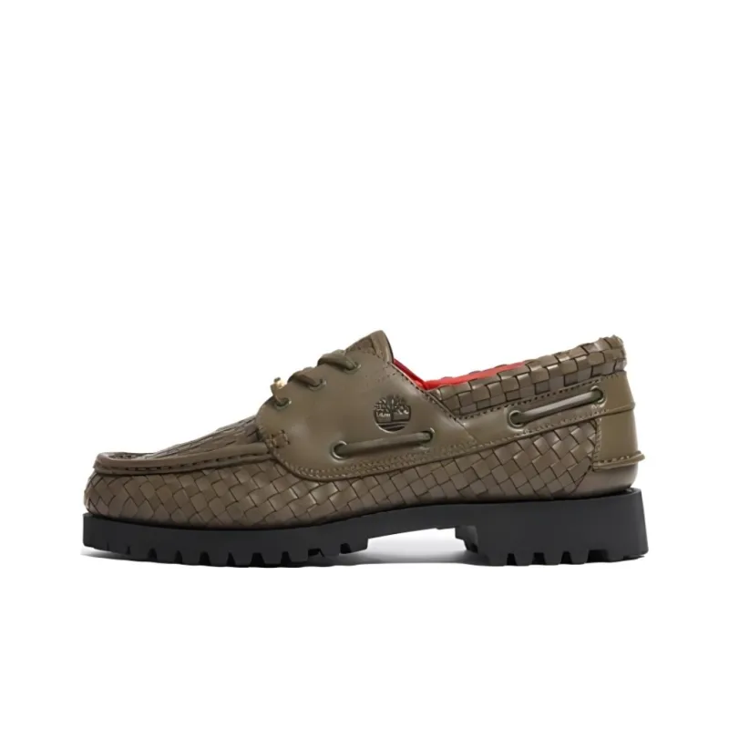 Timberland Woven Leather 3-Eye Lug Supreme Olive-0