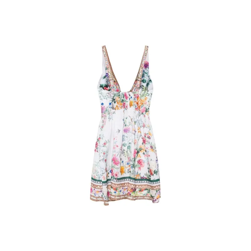Camilla Cut out Floral Linen Minidress-1