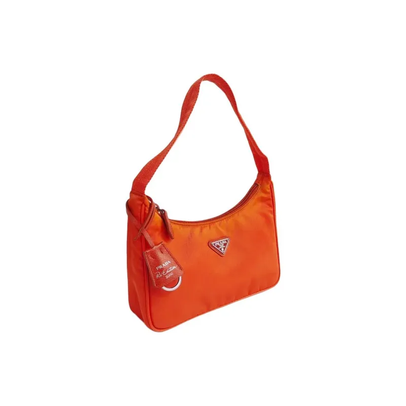 PRADA Re-Edition Recycled Nylon One Shoulder Handbags Mini Women's Orange-1