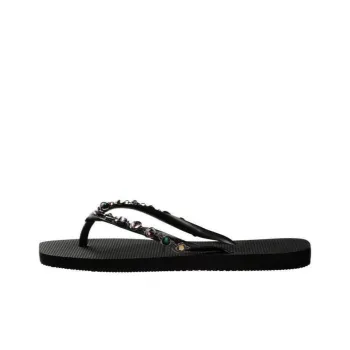 Havaianas Rhinestone Slip-Resistant Flip Flops Women's Black