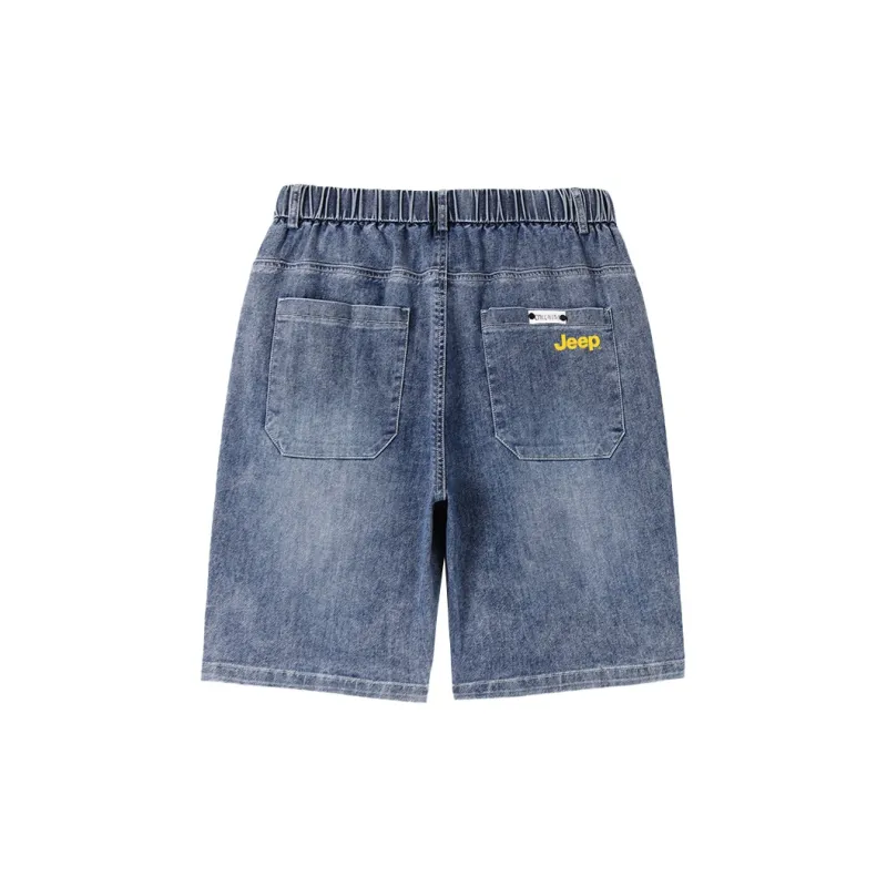 Jeep Lace Up Knee Length Denim Shorts Unisex-1