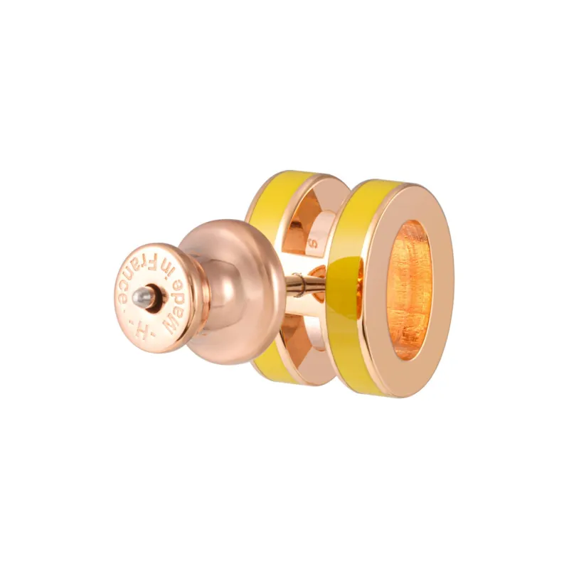 HERMES Metal Rose Gold-Plated Earrings Women's Yellow-3