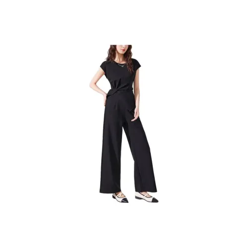 Love to serve Casual Suits Women's Black T-Shirts+Pants