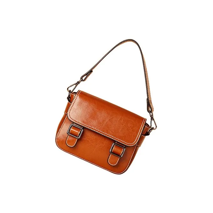 H YXIANG Cow Leather One Shoulder Crossbody Bucket Bag Women's Brown-3