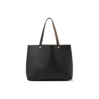 Beams Cow Leather Tote Bag, Shopping Bag, Shoulder Bag, Handbag Men's Black/Marine & Taupe