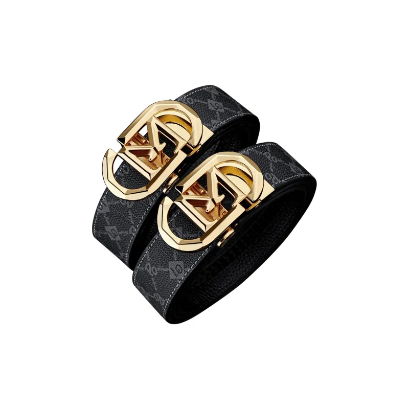 WilliamPOLO PVC Leather Belts Men's Gold 3.5cm Width-2