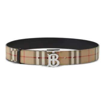 Burberry Tb Plaque Checked Buckle Belt