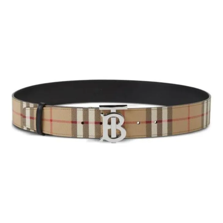 Burberry Tb Plaque Checked Buckle Belt-0