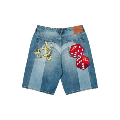 PALACE X EVISU Co-brand Denim Shorts Unisex Blue