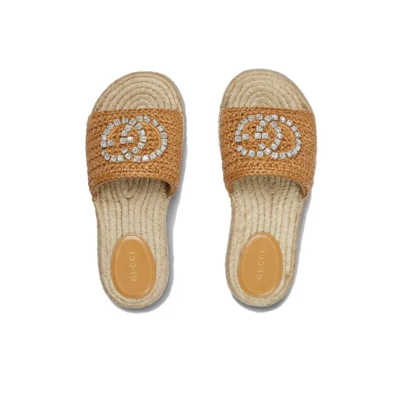 GUCCI Interlocking Slide Slippers Women's Light Brown-4