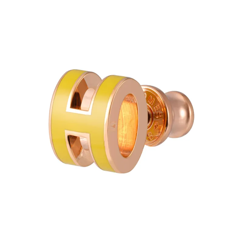 HERMES Metal Rose Gold-Plated Earrings Women's Yellow-2