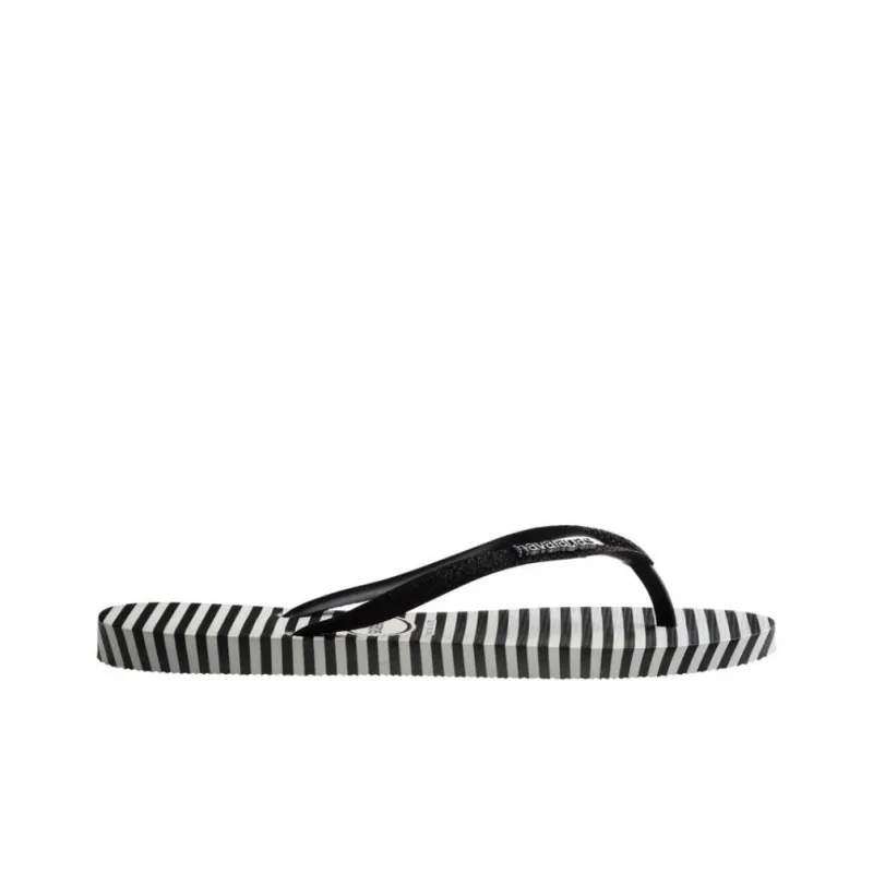 Havaianas Slim Flip Flops Women's Black White-1