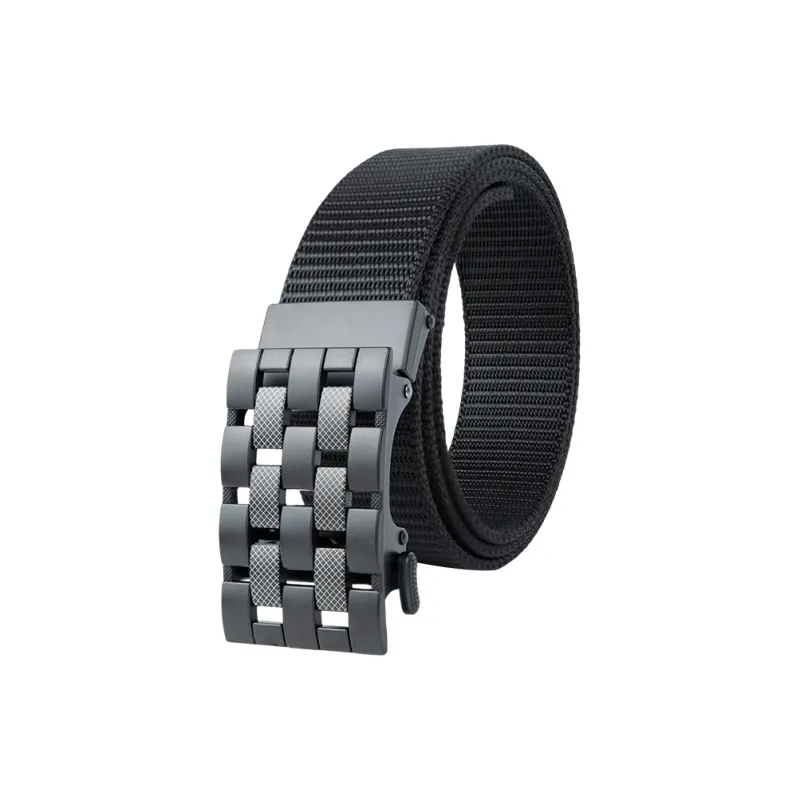 NINE NAIL 9 Section Stud Mesh With Adjustable Buckle Nylon Canvas Men's Belt Men's Width  3.5cm-1