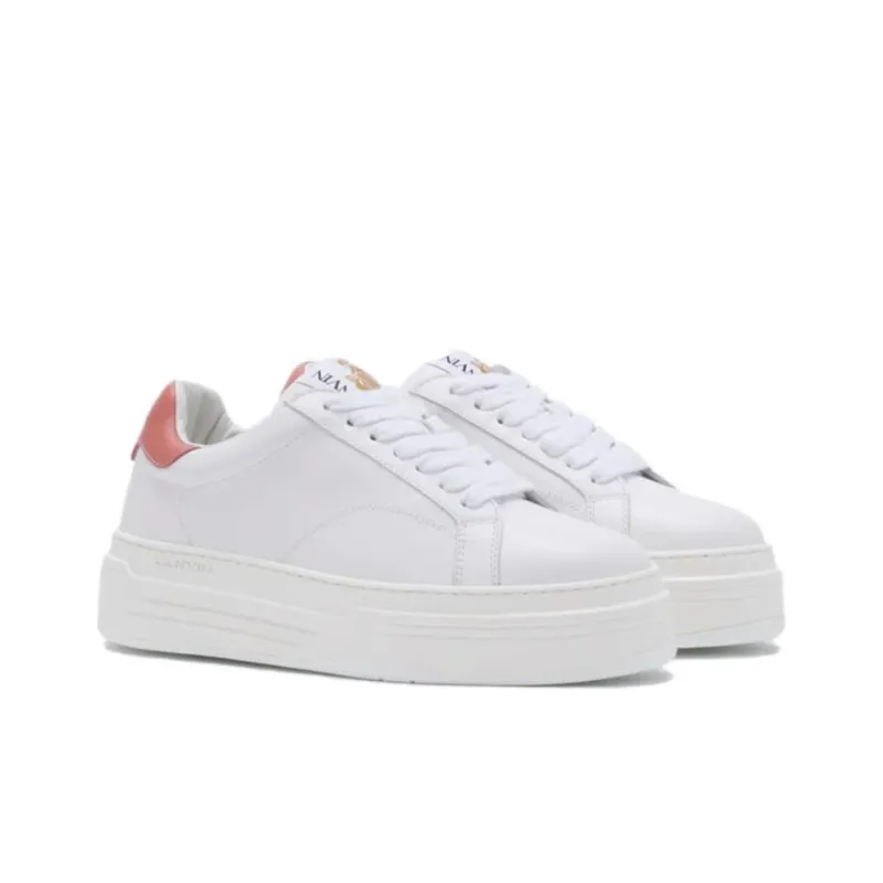 Lanvin DDB0 Low Top Skateboard Shoes Women's White Pink-2