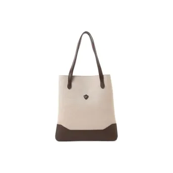Beams Canvas With Acrylic With Leather With Cow Leather Canvas Bag, Handbag Men's Brown