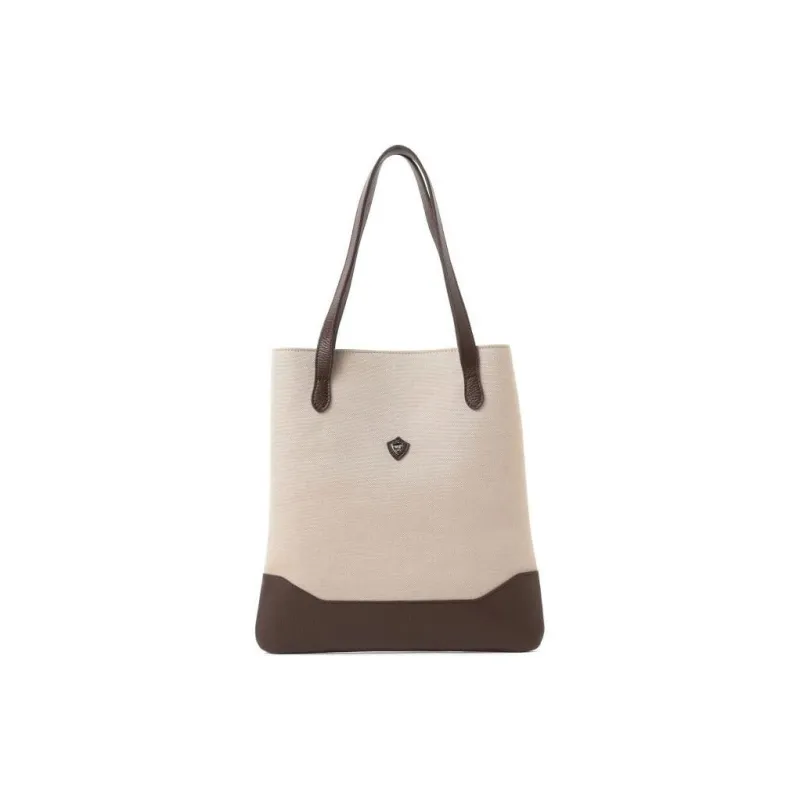 Beams Canvas With Acrylic With Leather With Cow Leather Canvas Bag, Handbag Men's Brown-0