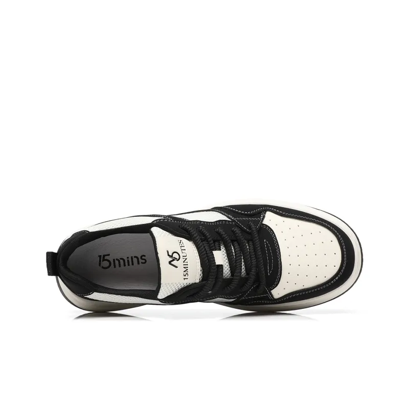 15 MINS Wear resistant And Lightweight Low Top Skateboard Shoes Men's White Black-2