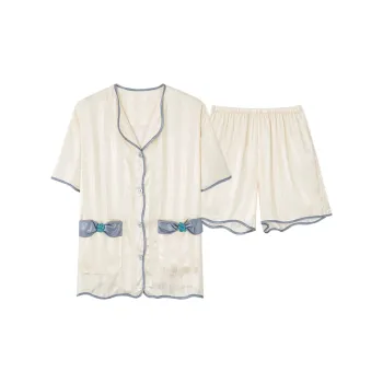 Sleep Students Dormitory Home Sweet And Cute Fashion Advanced Versatile Outerwear-Ready Pajama Set Women's White
