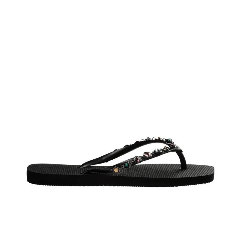 Havaianas Rhinestone Slip-Resistant Flip Flops Women's Black-1