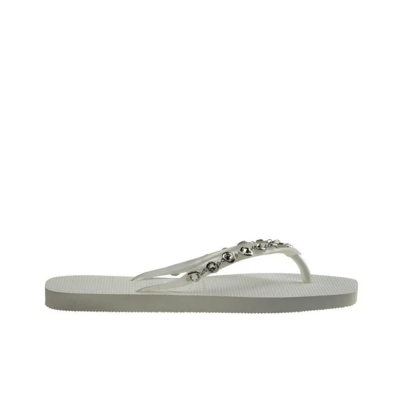 Havaianas Rhinestone Slip-Resistant Flip Flops Women's White-1