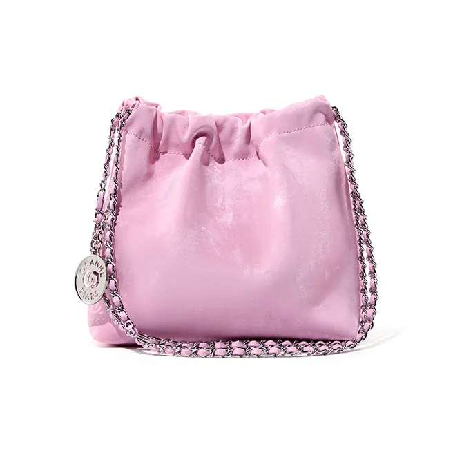 Carnival Keep Cow Leather Bucket Bag Shoulder Bag Crossbody Bag Women's Green/Pink/Silver-5