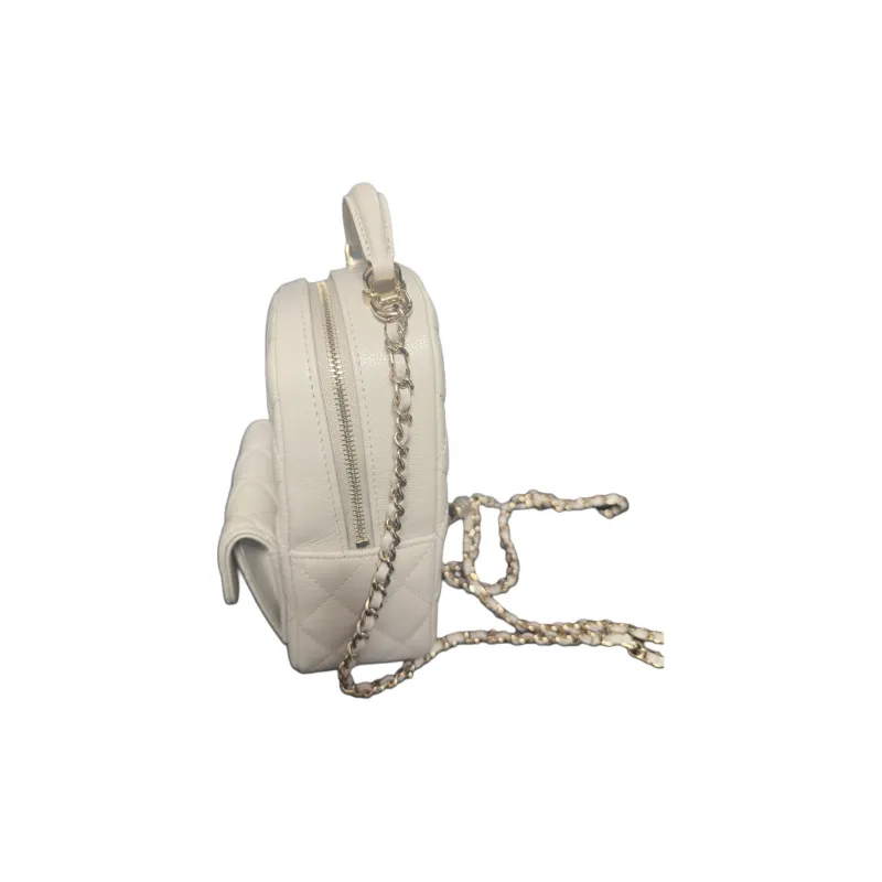 CHANEL Cow Leather Backpack Mini Unisex Light Gray-1