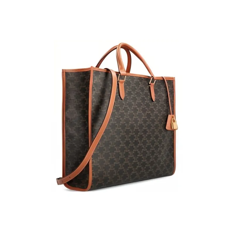 CELINE Canvas With Leather Canvas Bag Tote Bag Shopping Bag Shoulder Bag Crossbody Bag Handbag Regular Women's Brown-1