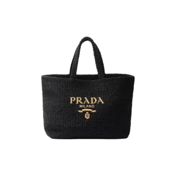 PRADA Woven Cloth Handbag Men's Black