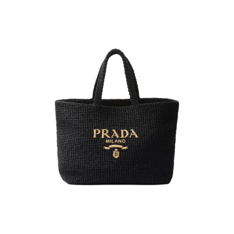 PRADA Woven Cloth Handbag Men's Black-0