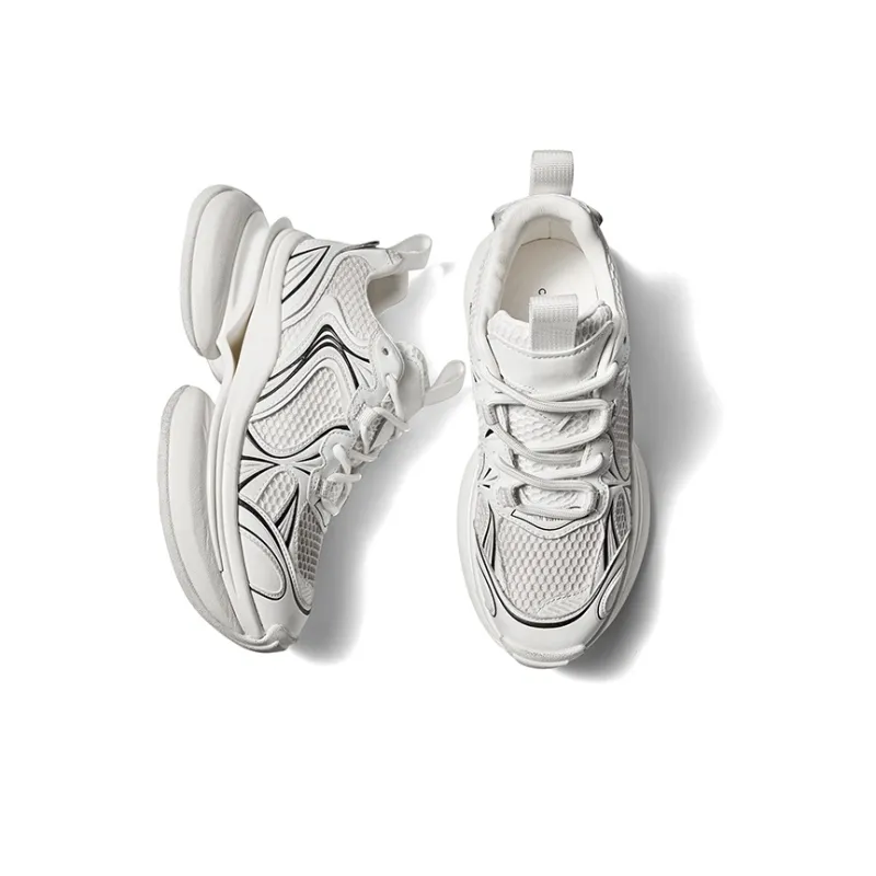CHERYKALLY Chunky Sneakers Women's Low Top White-4