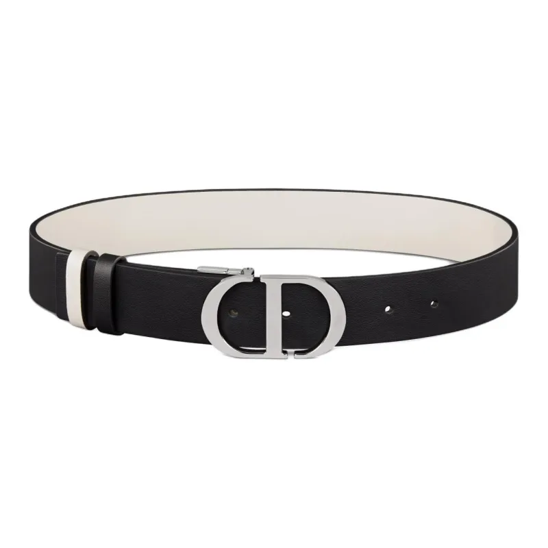 DIOR Calfskin Leather Belts Women's Black Width 3.5CM-0