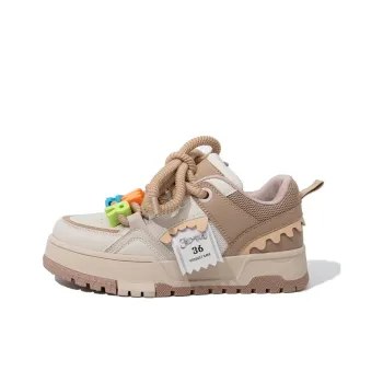 Feiyue Anti Slip Wear Resistant Low Top Skateboard Shoes Women's Beige Khaki