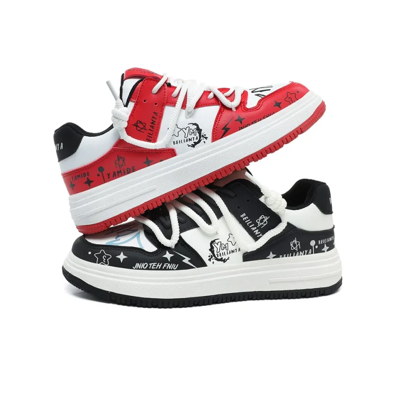 BEILIANYA Skateboard Shoes Unisex Low Top White/White Black/Moonlight Blue/Navy Blue/Mismatched/White Black All Over Print-26